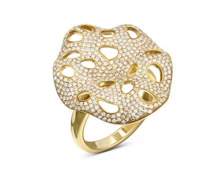 Yellow gold ring with diamonds 1К033-0013