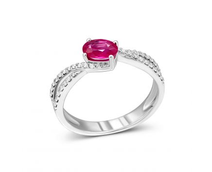 Diamond and ruby ​​ring in white gold 1-006 119