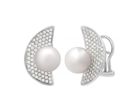 Earrings with diamonds and pearls 1-008 966