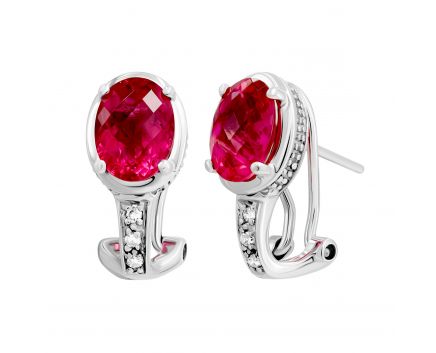 Earrings with diamonds and tourmaline in white gold 1С034-0028