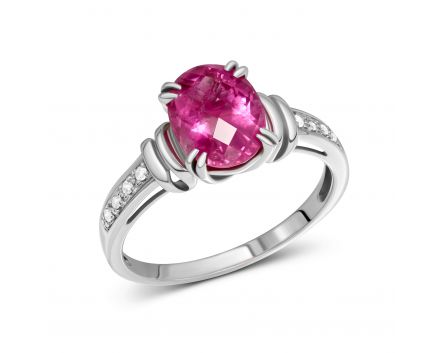 Ring with tourmaline and diamonds in white gold 1К034-0125