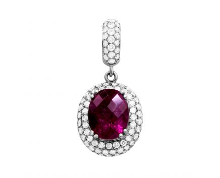 Pendant with diamonds and tourmaline in white gold 1-018 619