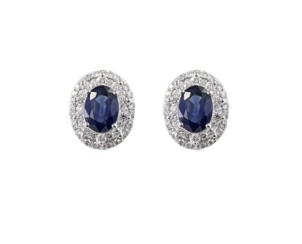 Earrings with diamonds and sapphires in white gold 1-023 955