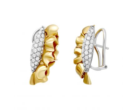 Diamond earrings in a combination of yellow and white gold 1С033-0125