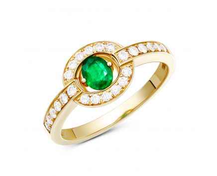 Ring with diamonds and emerald 1-029 222
