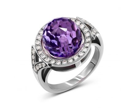 Ring with diamonds and amethyst 1-030 614