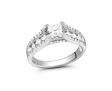 Ring with diamonds in white gold 1-030 211