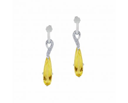 Earrings with diamonds and heliodor in white gold 1-032 065