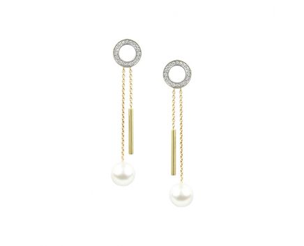 Earrings with diamonds and pearls 1-032 185