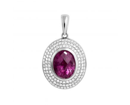 Pendant with diamonds and tourmaline in white gold