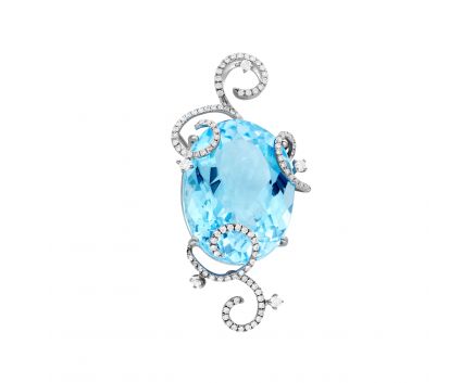 Pendant with diamonds and topaz in white gold 1-035 551