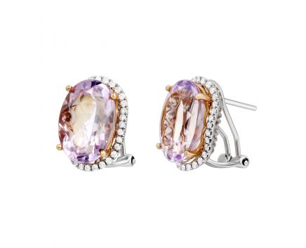 Earrings with diamonds and amethysts in white gold 1-087 411