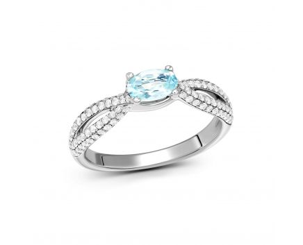 Ring with aquamarine and diamonds in white gold 1K054-0024
