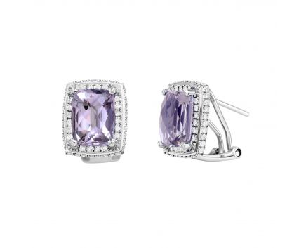 Earrings with diamonds and amethysts in white gold  1С034-0718