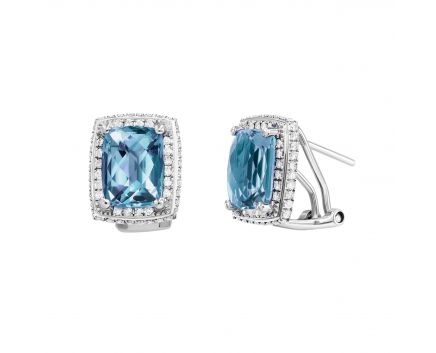 Earrings with diamonds and topaz in white gold 1-098 556