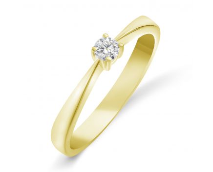 Кольцо с бриллиантом в желтом золоте 1-100 204