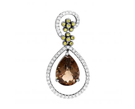 Pendant with diamonds, yellow sapphires and smoky quartz 1-105 153