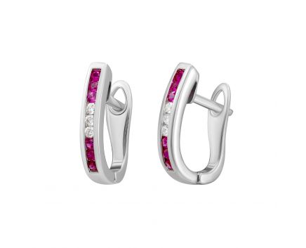 Earrings with diamonds and rubies in white gold 1-109 162