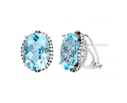 Earrings with diamonds and topazes in white gold 1С034-0763