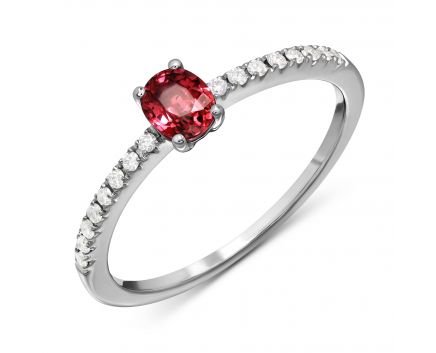 Chloe ring with diamonds and ruby ​​in white gold