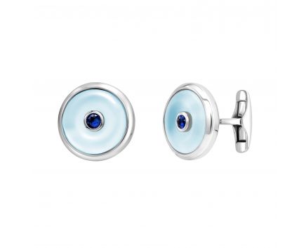 Cufflinks with topazes and sapphires in white gold 1-118 668