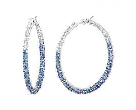 Earrings in white gold with diamonds and sapphires