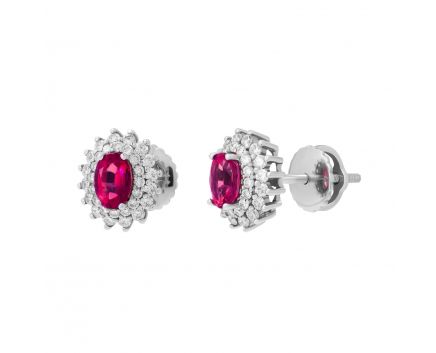 Earrings with diamonds and rubies in white gold 1-119 676