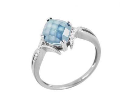 Ring with diamonds and topaz in white gold 1-121 216