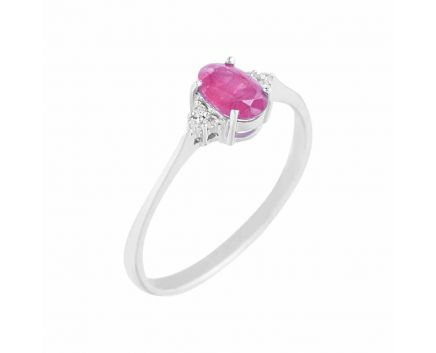 Ring with diamonds and ruby ​​in white gold 1К551-0259