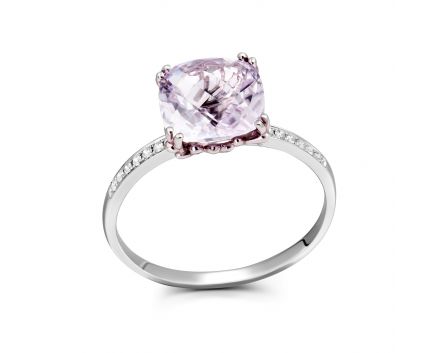 Ring with diamonds and amethyst in white gold 1K034-0865