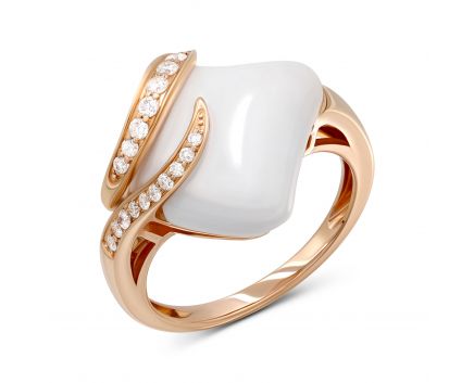 Ring with diamonds and agate with rose gold 1-125 731