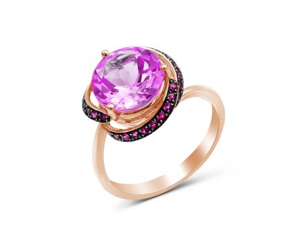 Ring with horny sapphires and amethyst in horn gold 1-126 467