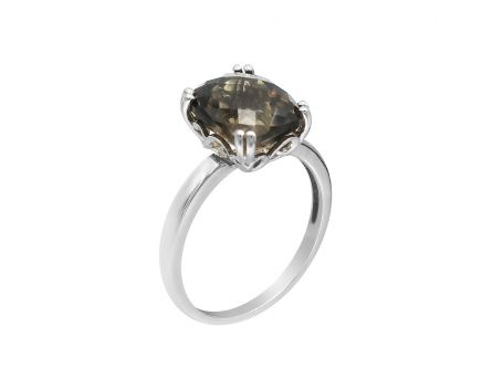 Ring in white gold with smoky quartz