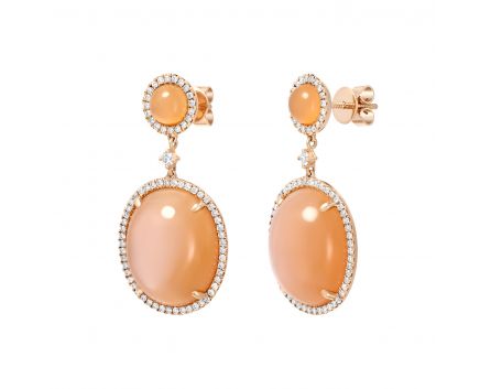 Earrings with diamonds and moonstone