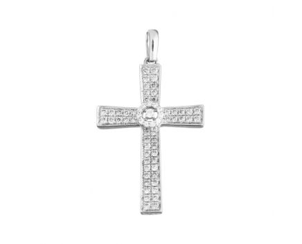 Підвіс-хрест з діамантами у білому золоті 1П759-0025