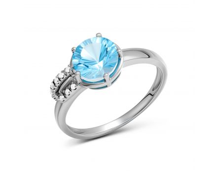 Ring with diamonds and topaz in white gold 1-134 099