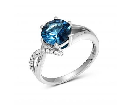 Ring with diamonds and topaz in white gold 1K562-0022-1