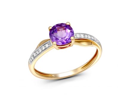 Ring with diamonds and amethyst in rose gold 1-134 225