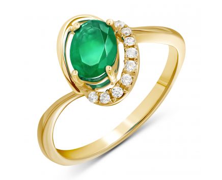 Jennifer ring in yellow gold with diamonds and emerald