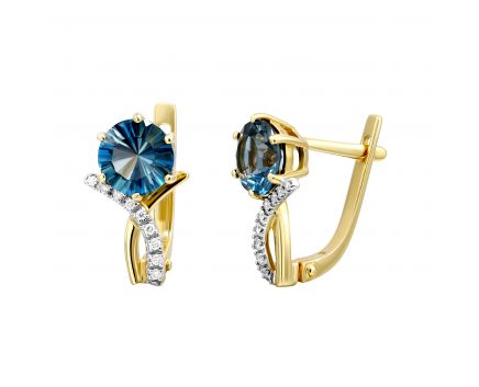 Earrings with topazes and diamonds in yellow gold 1-134 740