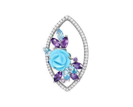 Pendant with diamonds, amethysts and turquoise 1P193-0305