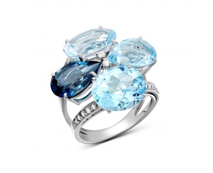 Ring with diamonds and topaz in white gold 1-137 682