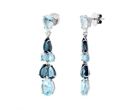 Earrings with diamonds and topaz in white gold 1-137 719