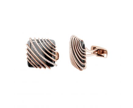 Cufflinks with onyx and diamonds in rose gold 1-138 196