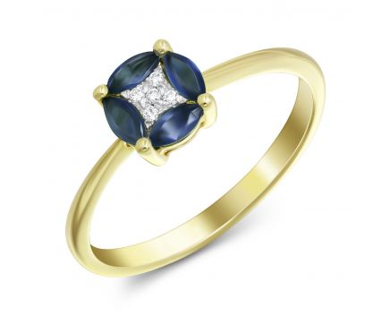 Ring with diamonds and sapphires in yellow gold 1-139 338