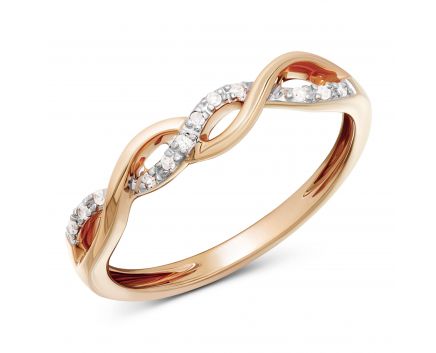 Кольцо с бриллиантами в розовом золоте 1-140 764