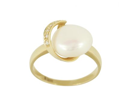 Ring with diamonds and pearls in yellow gold 1-141 859