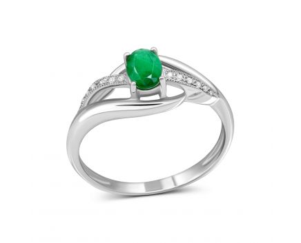 Ring with diamonds and emerald in white gold 1K562-0358