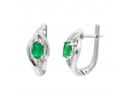 Earrings with emeralds and diamonds in white gold 1С562-0249