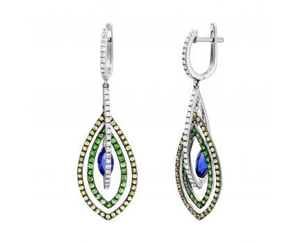 Earrings with diamonds and sapphires in white gold 1С202-0013